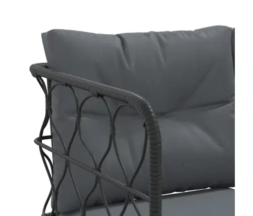 Sodo Sofa Su Pagalvėlėmis, Juoda, Plienas/Tekstilenas