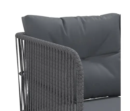 Dārza Dīvāns Ar Spilveniem, L-Forma, Melns Tērauds, Tekstilēns Vidaxl