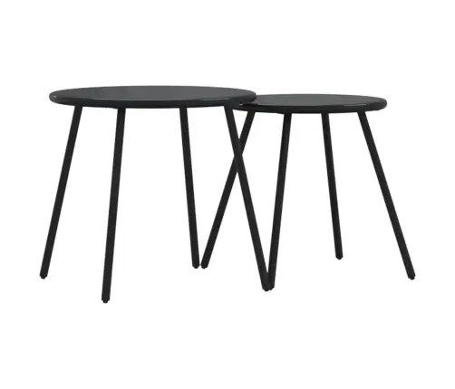 Aia Kohvilauad 2 Tk, Ümmargune, Must, Pulbervärvitud Teras