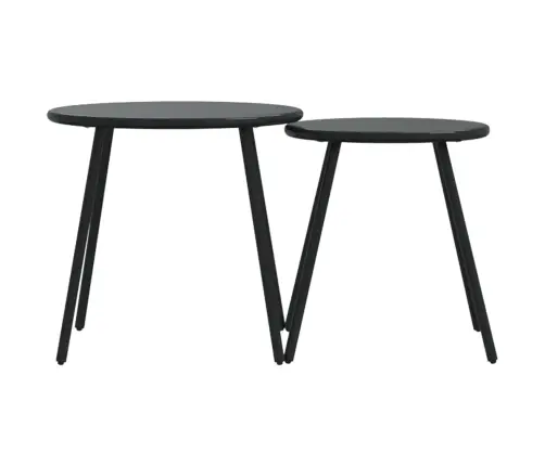 Aia Kohvilauad 2 Tk, Ümmargune, Must, Pulbervärvitud Teras