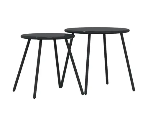 Aia Kohvilauad 2 Tk, Ümmargune, Must, Pulbervärvitud Teras