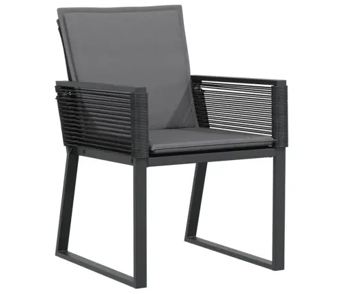 Sodo Kėdės Su Pagalvėlėmis, 4Vnt., Juodos Spalvos, Poliratanas