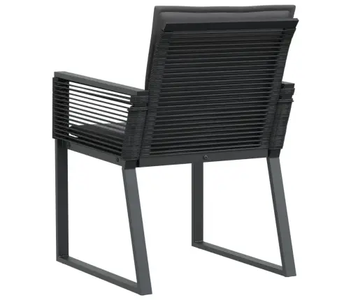 Sodo Kėdės Su Pagalvėlėmis, 4Vnt., Juodos Spalvos, Poliratanas