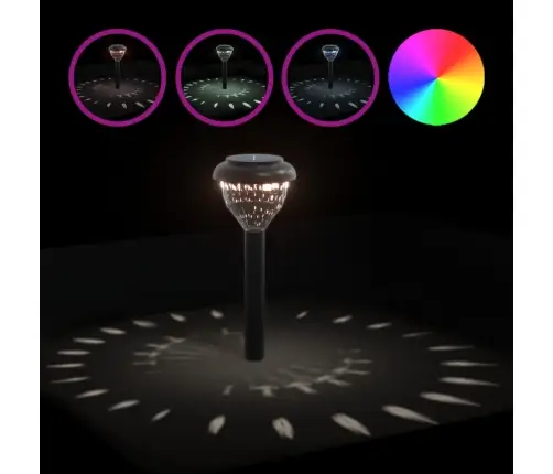 Päikesetoitel Valgustid Maavaiadega 4 Tk, Soe Valge & Rgb