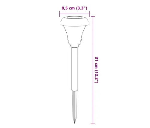 Solārās Ceļa Lampas Ar Mietiņiem, 12 Gab., Balta Vidaxl