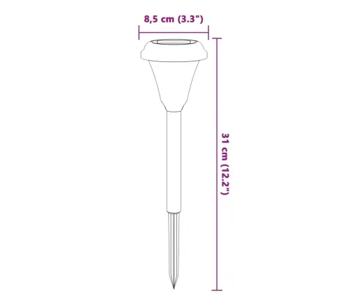Solar Pathway Šviestuvai Su Smaigaliais, 12Vnt., Baltos Spalvos