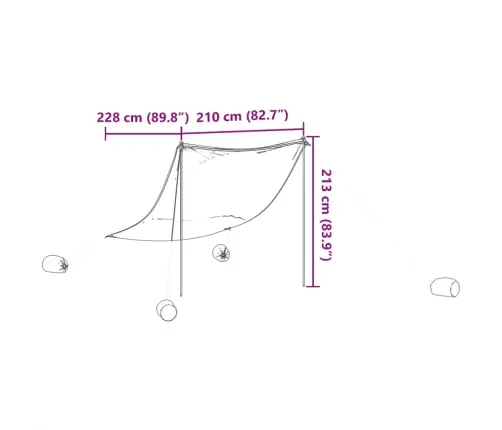 Pludmales Nojume Ar Smilšu Enkuriem, Zaļa, 214X236 Cm Vidaxl