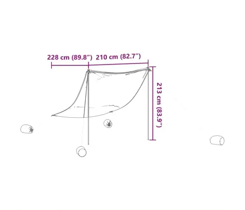 Pludmales Nojume Ar Smilšu Enkuriem, Pelēka, 214X236 Cm Vidaxl