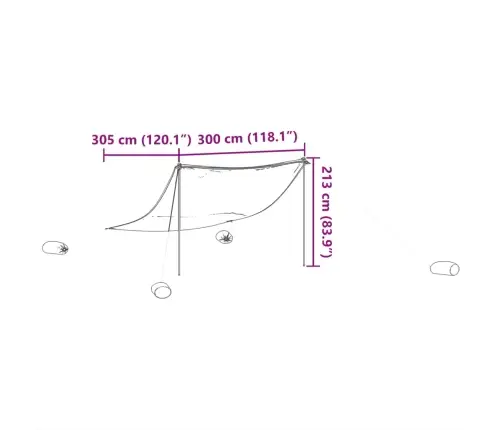 Pludmales Nojume Ar Smilšu Enkuriem, Pelēka, 304X300 Cm Vidaxl