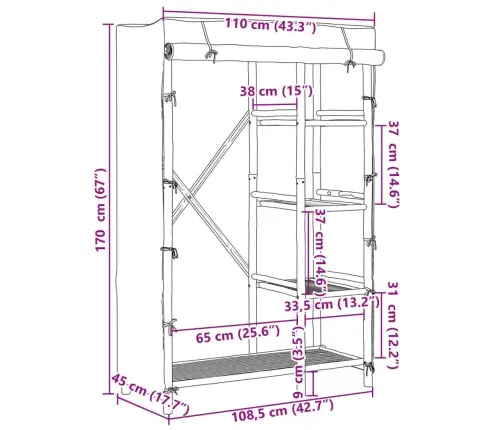 Drabužių Spinta, 110X45X170cm Bambukas