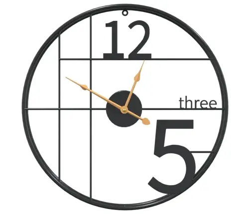 Sienas Pulkstenis, Melns, Ø50 Cm, Dzelzs Vidaxl