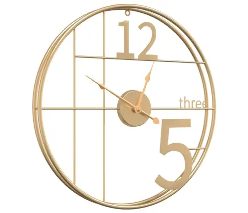 Sienas Pulkstenis, Ø50 Cm, Zelta Krāsas Dzelzs Vidaxl