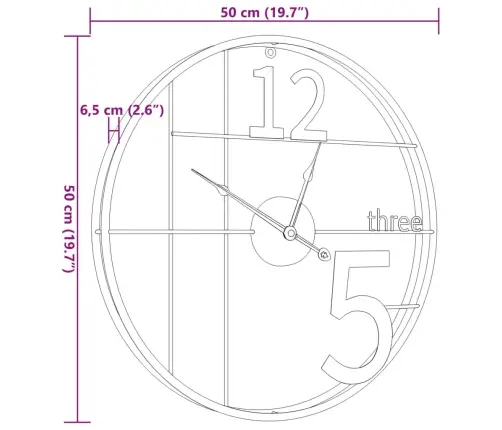 Sienas Pulkstenis, Ø50 Cm, Zelta Krāsas Dzelzs Vidaxl