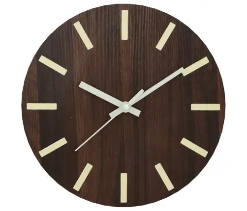 Sieninis Laikrodis Su Šviečiančiomis Rodyklėmis, Rudas, Ø30Cm