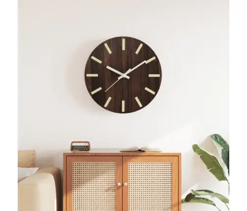 Sieninis Laikrodis Su Šviečiančiomis Rodyklėmis, Rudas, Ø30Cm