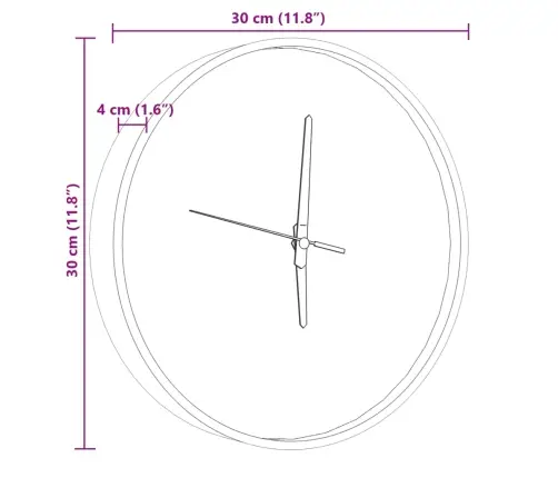 Sieninis Laikrodis Su Šviečiančiomis Rodyklėmis, Mėlynas, Ø30Cm