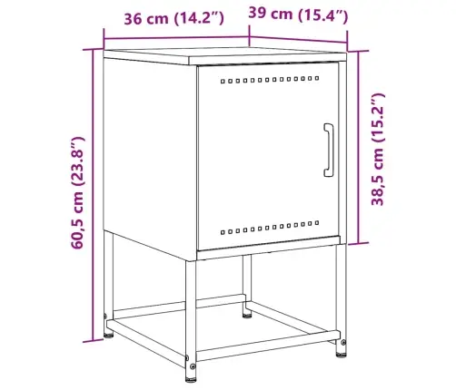 Naktsskapītis, Melns, 36X39X60,5 Cm, Tērauds Vidaxl