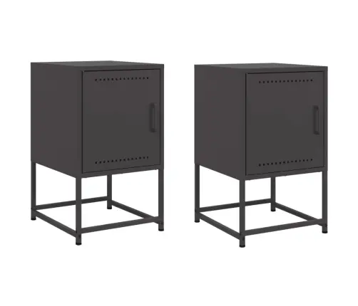 Naktsskapīši 2 Gab. Melns 36X39X60,5 Cm Tērauds Vidaxl