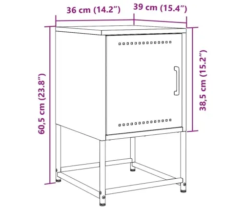 Naktsskapītis, Antracītpelēks, 36X39X60,5 Cm, Tērauds Vidaxl Naktsskapītis, Antracītpelēks, 36X39X60,5 Cm, Tērauds Vidaxl