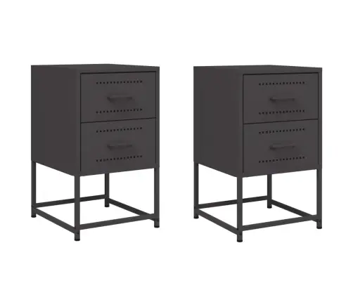 Naktinės Spintelės, 2Vnt., Juodos, 36X39X60,5cm Plienas