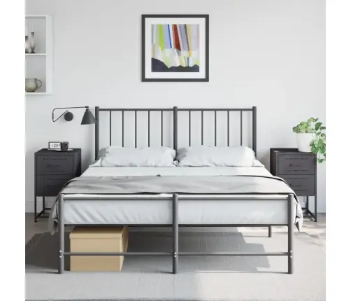 Naktinės Spintelės, 2Vnt., Juodos, 36X39X60,5cm Plienas