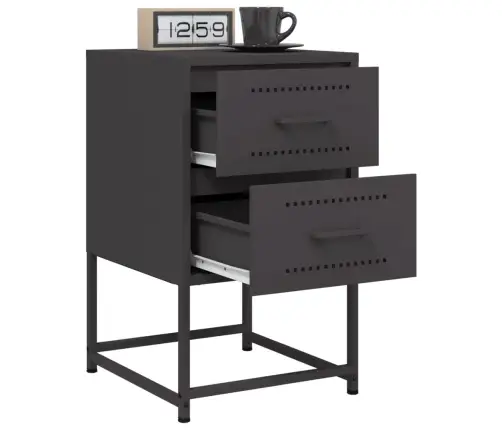 Naktinės Spintelės, 2Vnt., Juodos, 36X39X60,5cm Plienas