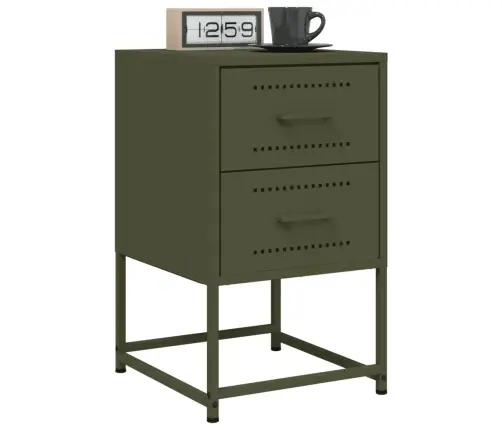 Naktsskapītis, Olīvu Zaļš, 36X39X60,5 Cm, Tērauds Vidaxl