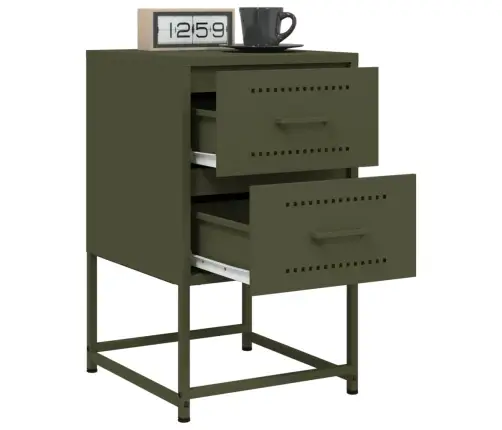 Naktsskapītis, Olīvu Zaļš, 36X39X60,5 Cm, Tērauds Vidaxl