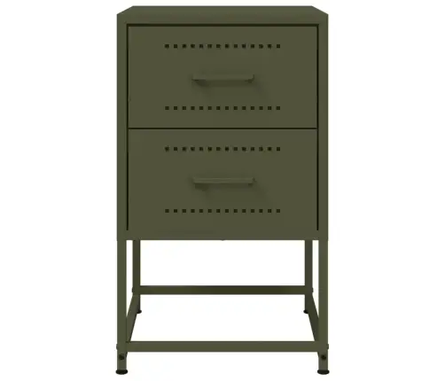 Naktsskapītis, Olīvu Zaļš, 36X39X60,5 Cm, Tērauds Vidaxl