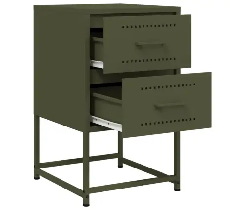 Naktsskapītis, Olīvu Zaļš, 36X39X60,5 Cm, Tērauds Vidaxl