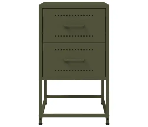 Naktsskapīši, 2 Gab., Olīvu Zaļi, 36X39X60,5 Cm, Tērauds Vidaxl
