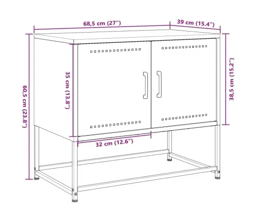 Telerikapp, Antratsiithall, 68,5X39X60,5 cm Teras