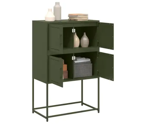 Kumode, Olīvu Zaļa, 68,5X38,5X107 Cm, Tērauds Vidaxl