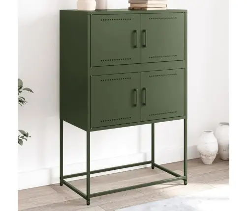 Kumode, Olīvu Zaļa, 68,5X38,5X107 Cm, Tērauds Vidaxl
