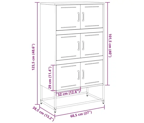 Šoninė Spintelė, Juodos Spalvos, 68,5X38,5X123,5cm Plienas