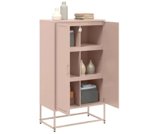 Augstais Skapītis, Rozā, 68,5X38,5X123,5 Cm, Tērauds Vidaxl