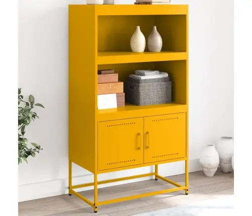 Augstais Skapītis, Sinepju Dzeltens, 68,5X38,5X123,5Cm, Tērauds Vidaxl