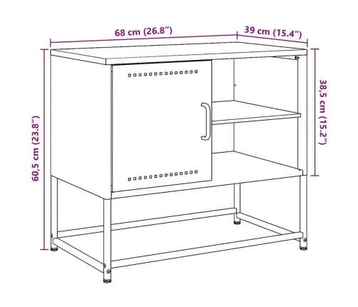 Tv Skapītis, Melns, 68,5X39X60,5 Cm, Tērauds Vidaxl