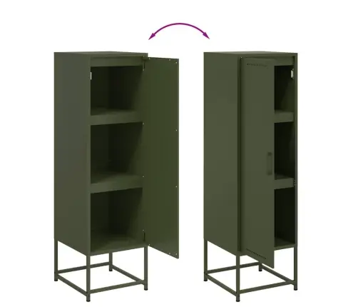 Augstais Skapītis, Olīvu Zaļš, 36X39X123 Cm, Tērauds Vidaxl