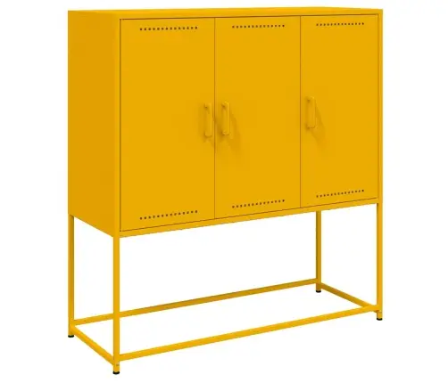 Komoda, Garstyčių Geltonos Spalvos, 100,5X39X107cm Plienas Komoda, Garstyčių Geltonos Spalvos, 100,5X39X107cm Plienas