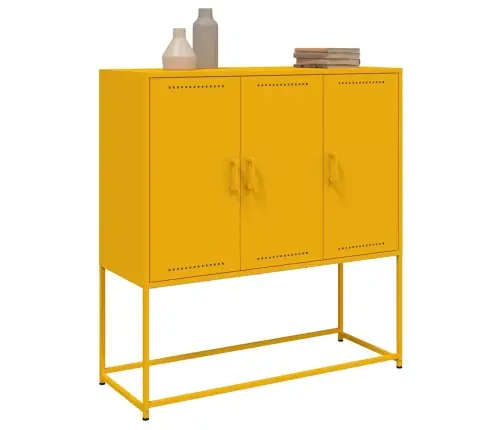 Komoda, Garstyčių Geltonos Spalvos, 100,5X39X107cm Plienas Komoda, Garstyčių Geltonos Spalvos, 100,5X39X107cm Plienas