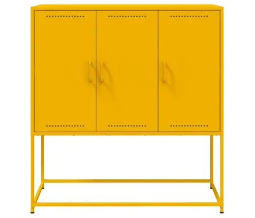 Komoda, Garstyčių Geltonos Spalvos, 100,5X39X107cm Plienas Komoda, Garstyčių Geltonos Spalvos, 100,5X39X107cm Plienas