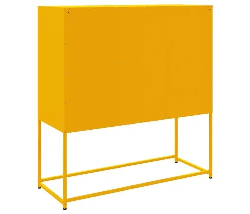 Komoda, Garstyčių Geltonos Spalvos, 100,5X39X107cm Plienas Komoda, Garstyčių Geltonos Spalvos, 100,5X39X107cm Plienas