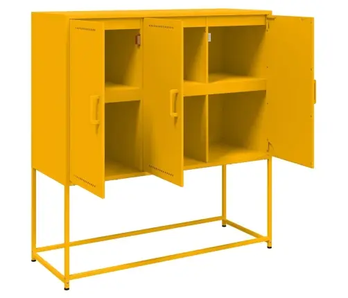 Komoda, Garstyčių Geltonos Spalvos, 100,5X39X107cm Plienas Komoda, Garstyčių Geltonos Spalvos, 100,5X39X107cm Plienas