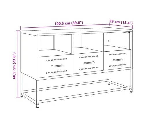 Tv Skapītis, Balts, 100,5X39X60,5 Cm, Tērauds Vidaxl