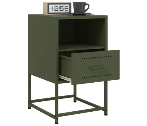 Naktsskapītis, Olīvu Zaļš, 36X39X60,5 Cm, Tērauds Vidaxl