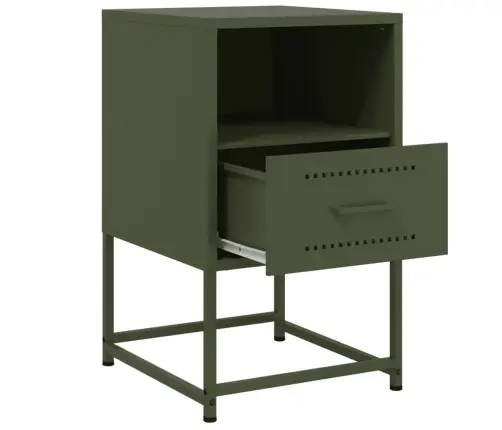 Naktsskapītis, Olīvu Zaļš, 36X39X60,5 Cm, Tērauds Vidaxl
