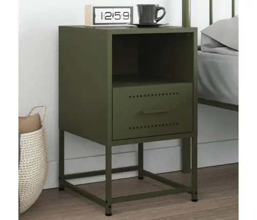 Naktsskapītis, Olīvu Zaļš, 36X39X60,5 Cm, Tērauds Vidaxl