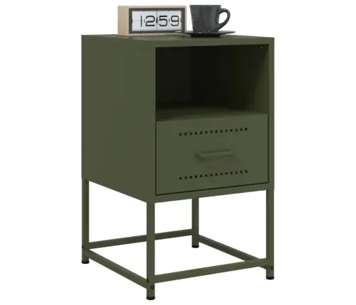 Naktsskapīši, 2 Gab., Olīvu Zaļi, 36X39X60,5 Cm, Tērauds Vidaxl