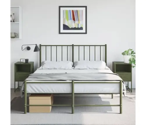 Naktsskapīši, 2 Gab., Olīvu Zaļi, 36X39X60,5 Cm, Tērauds Vidaxl